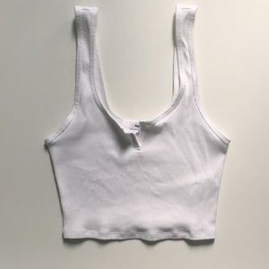 Garage cropped white collar tank top